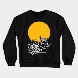 Vintage Retro Moon With Zombies A Great Impact On Crewneck Sweatshirt